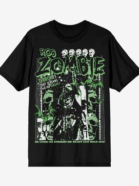 Hot Topic Rob Zombie Black T-Shirt with Neon Green Graphic
